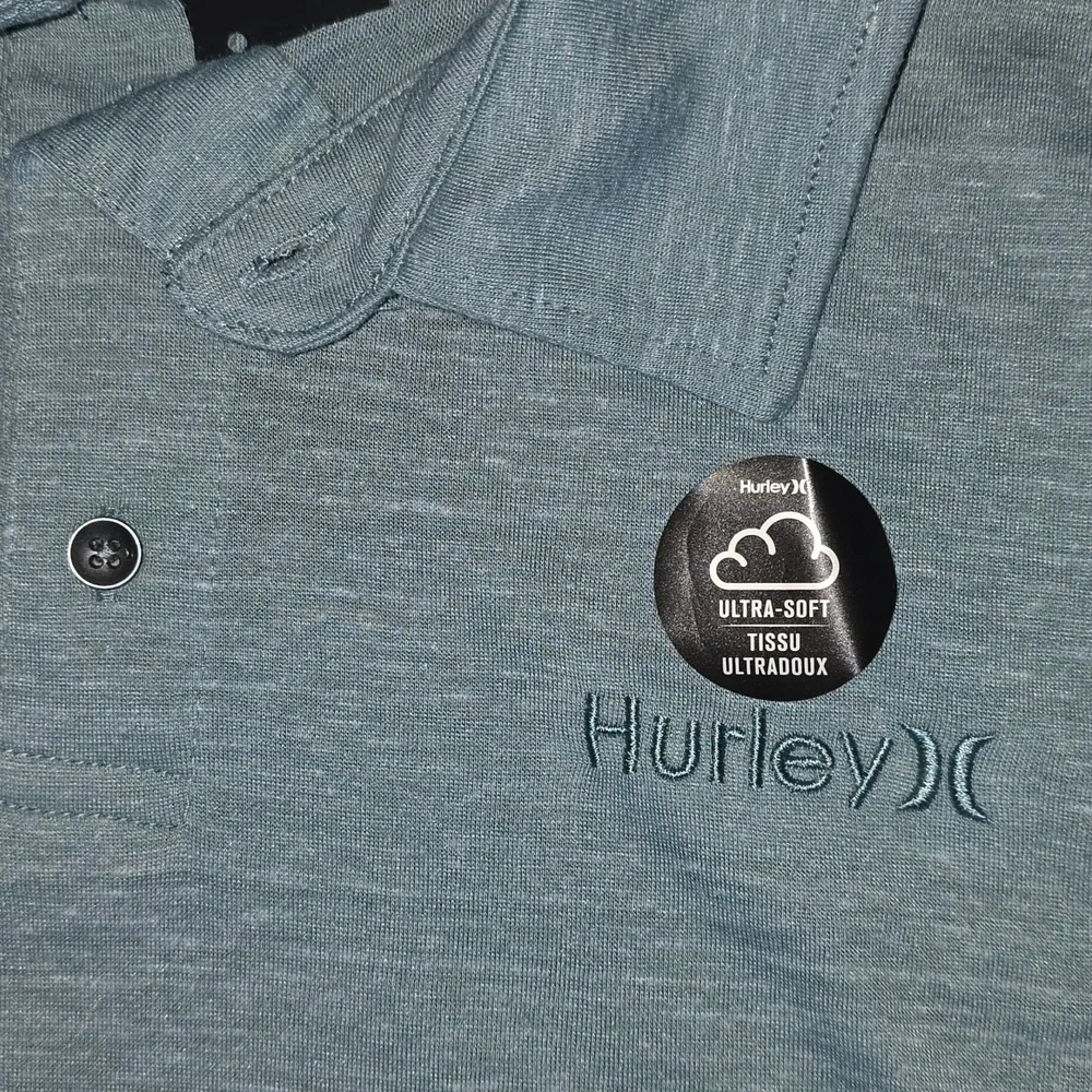 Hurley Mens Collared Green Heather Polo Tee Large